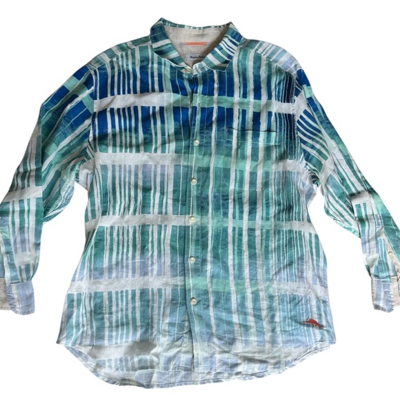 OVER 70% OFF❗️ Tommy Bahama Okeechobee Ombré Breezer Linen Button Down Large - Picture 7 of 10